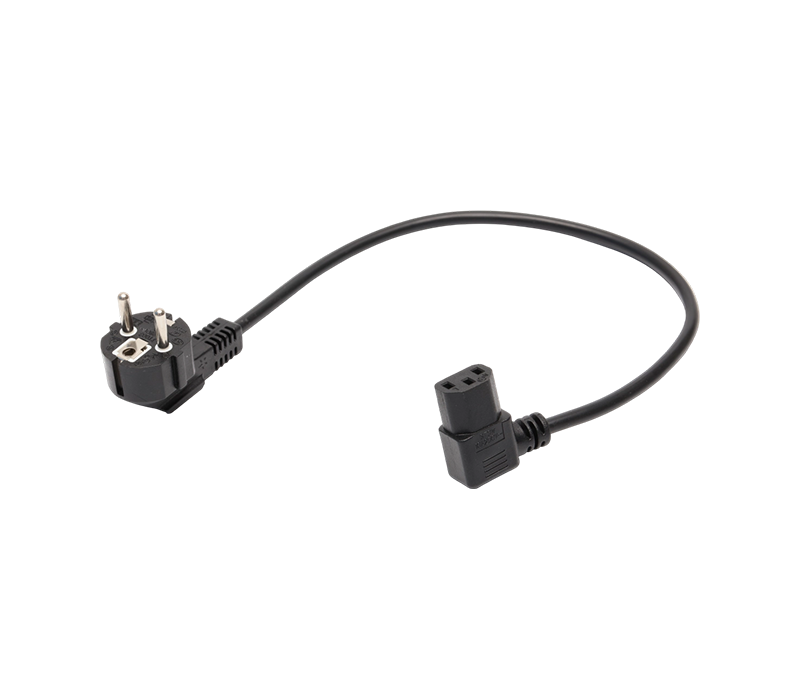 JT008/FY003+ST3W 16A 250V Enchufe de codo de tres clavijas y 90 grados estándar europeo con conector IEC C13 de 90 grados