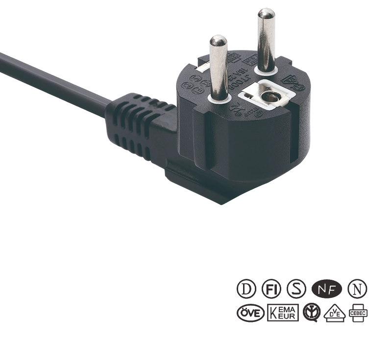 JT008/FY003 16A 250V Enchufe de codo de tres clavijas y 90 grados estándar europeo