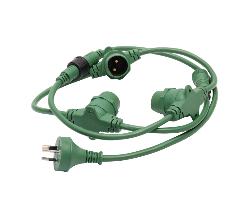 Luces de cadena multicolores de estilo australiano con enchufe de tres clavijas estándar australiano y conectores impermeables